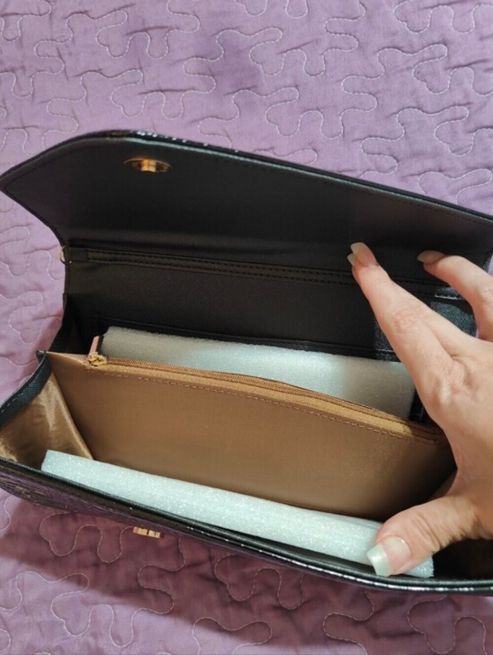 Raised Crocodile Clutch Black - Picture 4 of 7